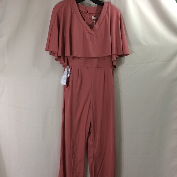 Koh Koh NEW Jumpsuit 1 Piece Pant Suit Cape Topper NWT Dusty Pink Medium - Picture 3 of 9